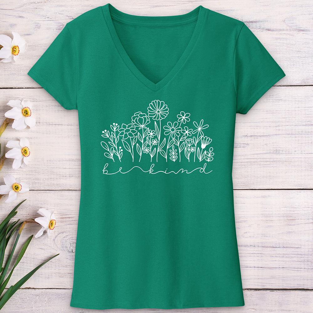 Be Kind Garden Flowers V-Neck Tee