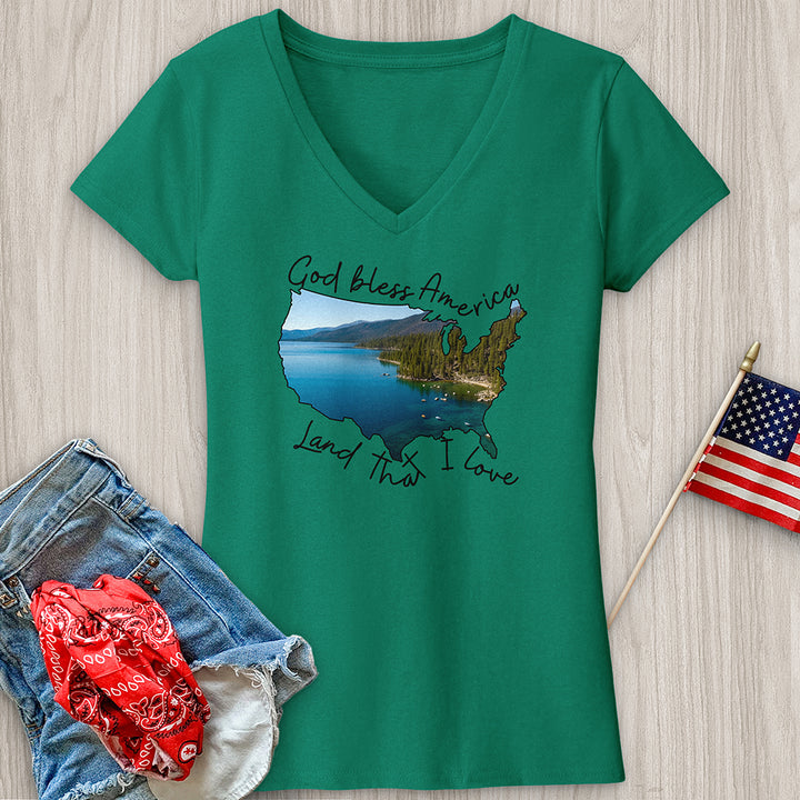 Lake With Boats On It V-Neck Tee