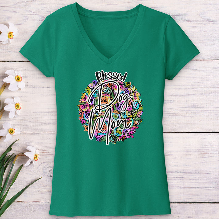 Blessed Dog Mom V-Neck Tee