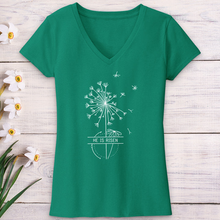 He Is Risen Dandelion V-Neck Tee