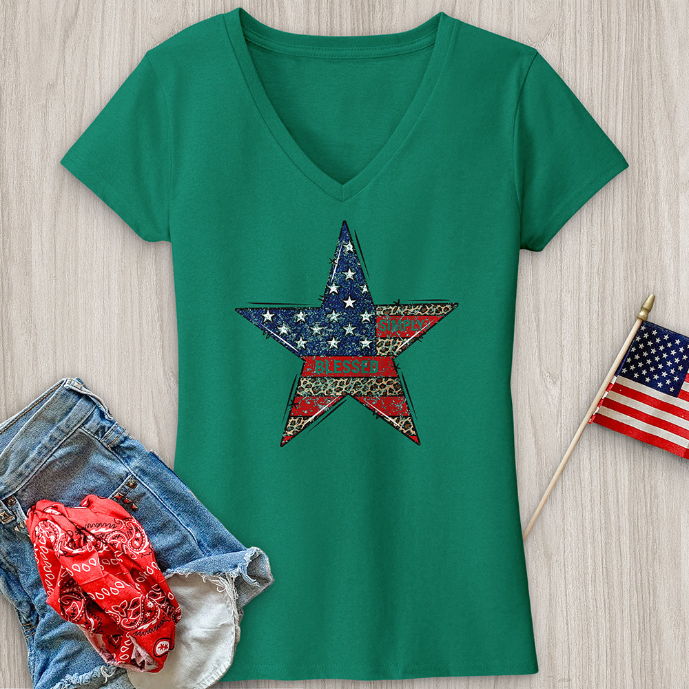 Simply Blessed Star V-Neck Tee