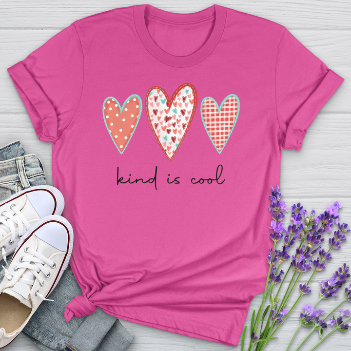 Kind Is Cool Pink Hearts Softstyle Tee