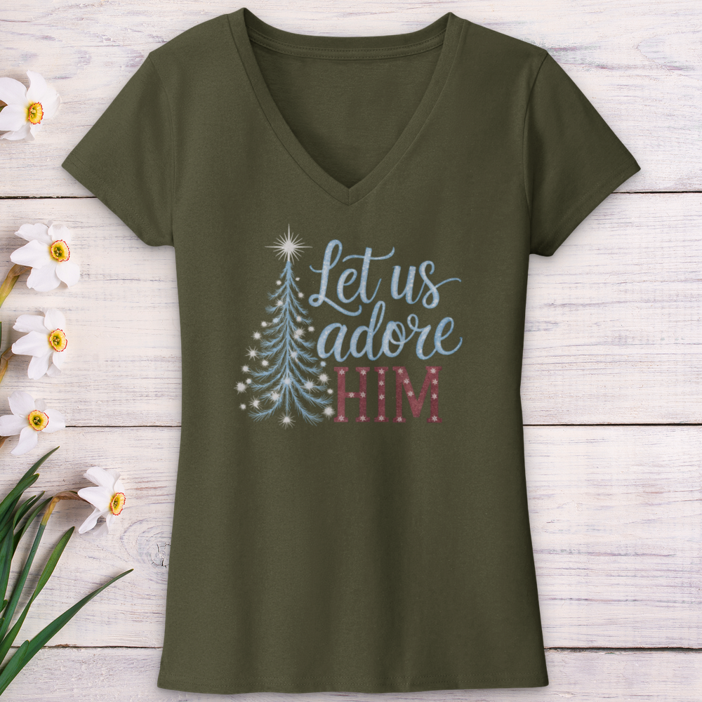 Let Us Adore Him Frozen V-Neck Tee