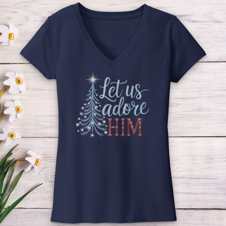 Let Us Adore Him Frozen V-Neck Tee