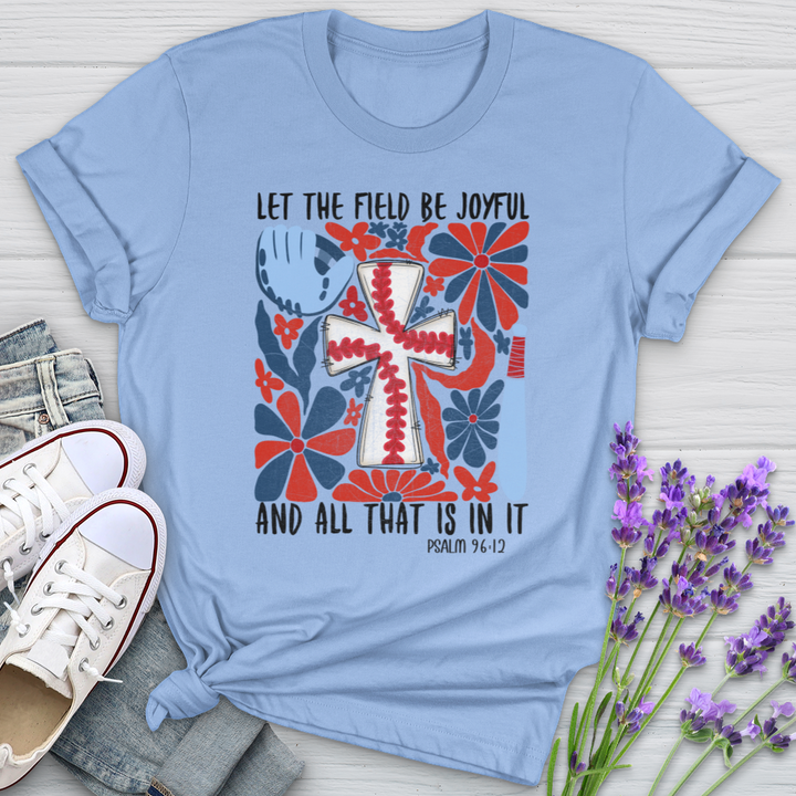 Let The Field Be Joyful Baseball Floral Softstyle Tee