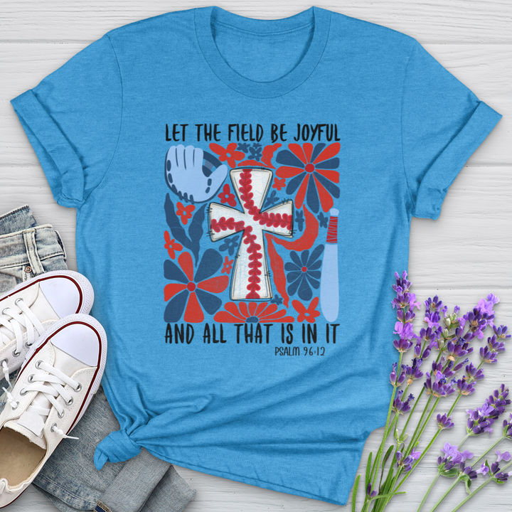 Let The Field Be Joyful Baseball Floral Softstyle Tee