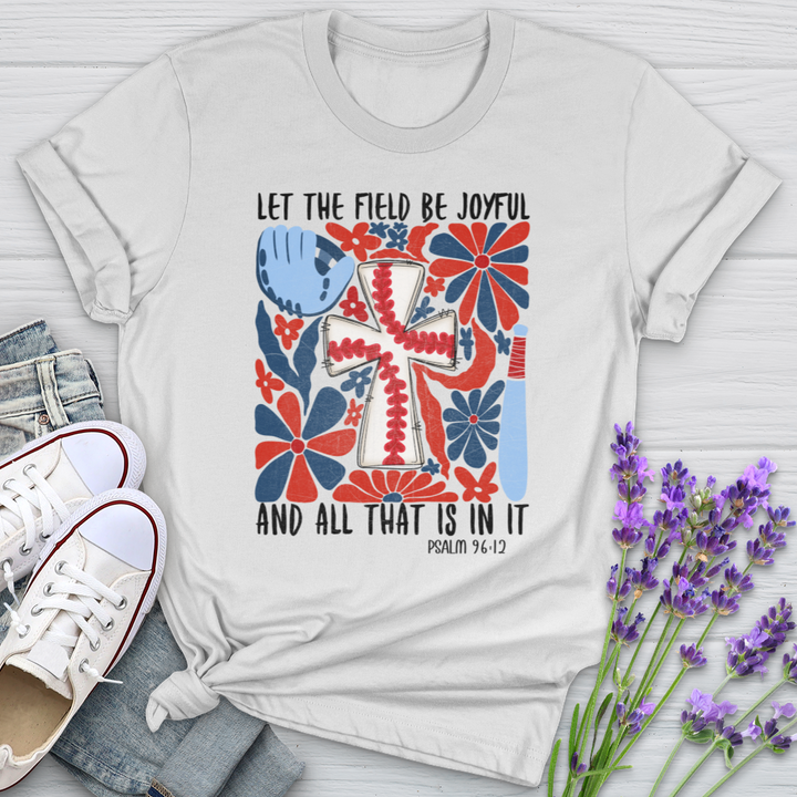 Let The Field Be Joyful Baseball Floral Softstyle Tee