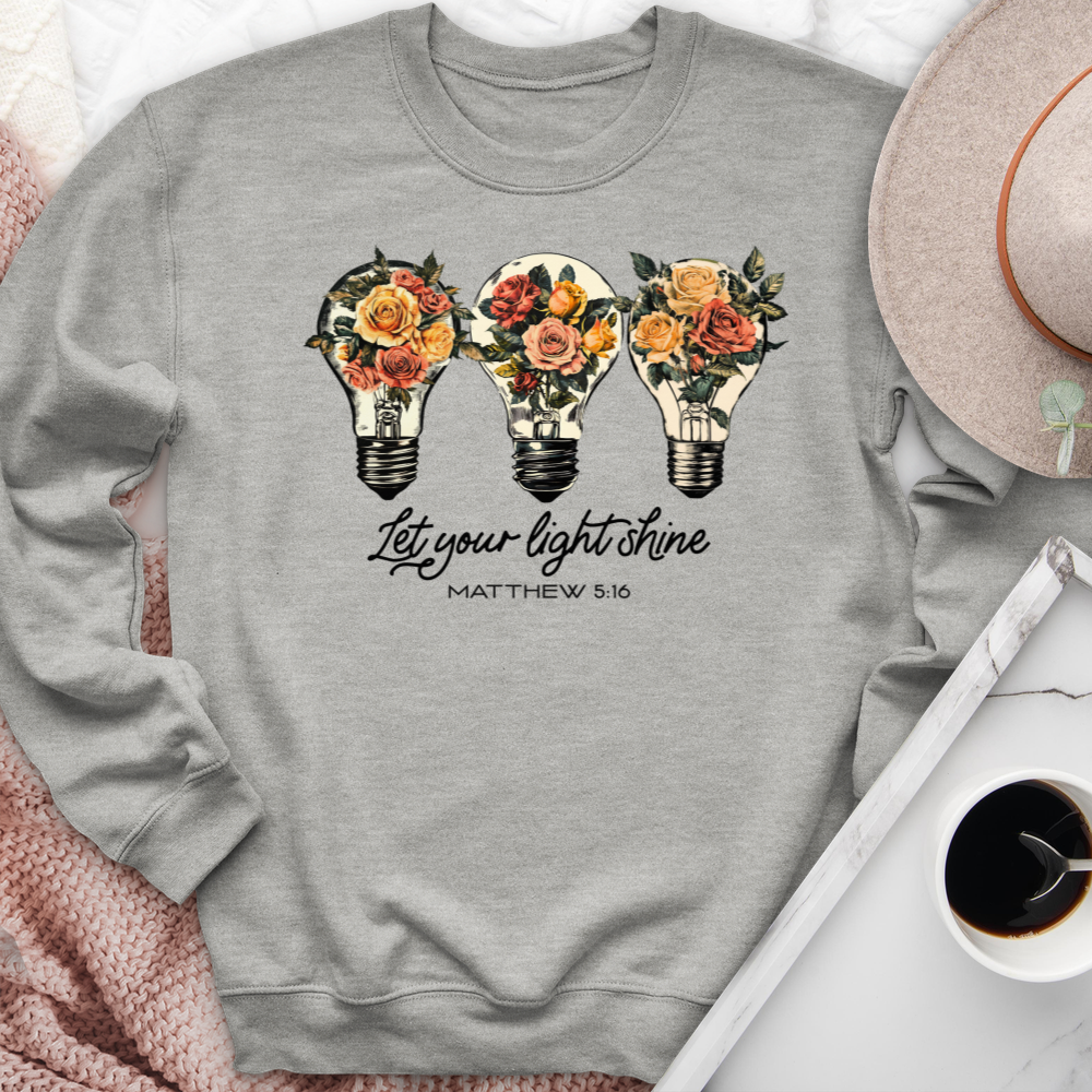 Let Your Light Shine Floral Bulb Crewneck