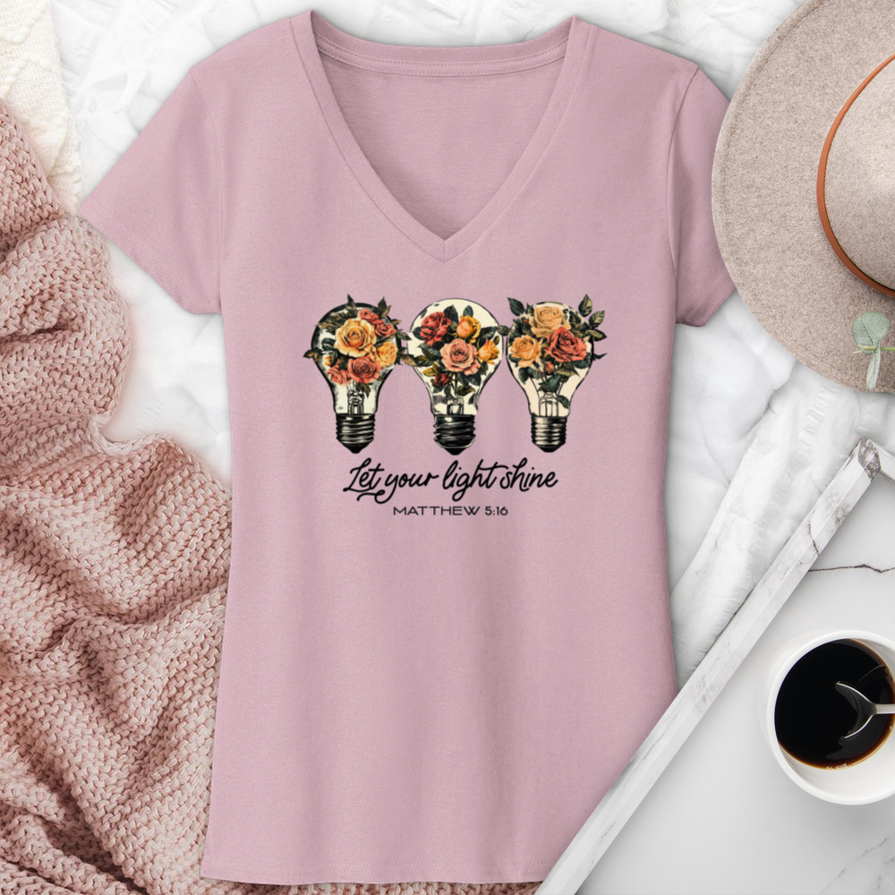 Let Your Light Shine Floral Bulb V-Neck Tee