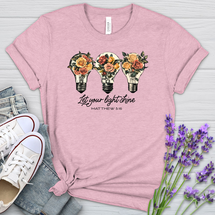 Let Your Light Shine Floral Bulbs Heathered Tee