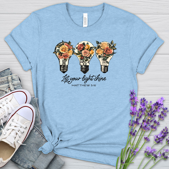 Let Your Light Shine Floral Bulbs Heathered Tee