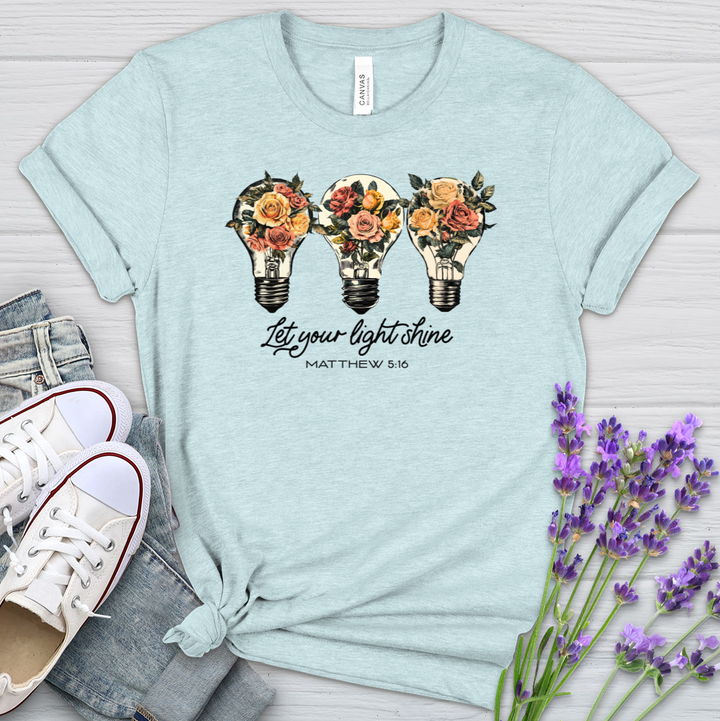 Let Your Light Shine Floral Bulbs Heathered Tee