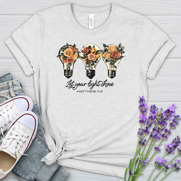 Let Your Light Shine Floral Bulbs Heathered Tee