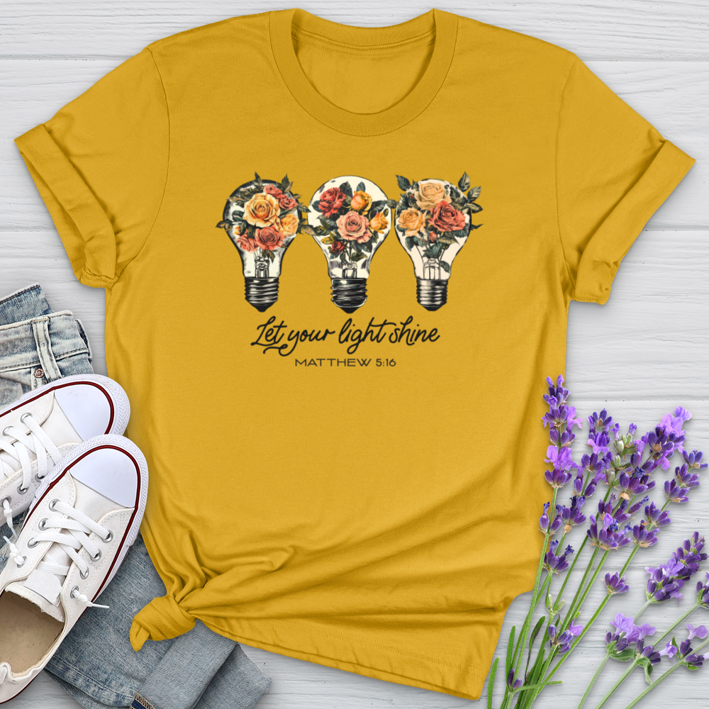 Let Your Light Shine Floral Bulbs Softstyle Tee