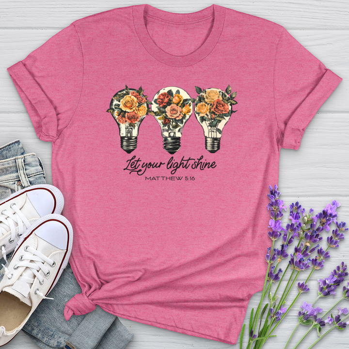 Let Your Light Shine Floral Bulbs Softstyle Tee