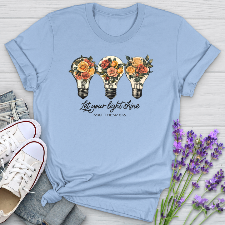 Let Your Light Shine Floral Bulbs Softstyle Tee