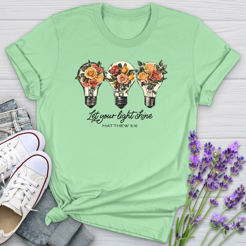 Let Your Light Shine Floral Bulbs Softstyle Tee