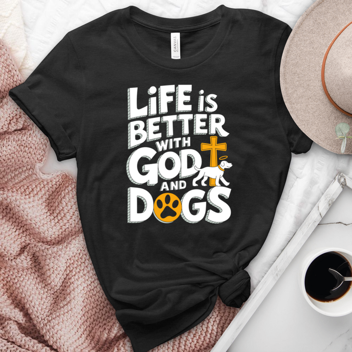 Life Is Always Better With God & Dogs Heathered Tee