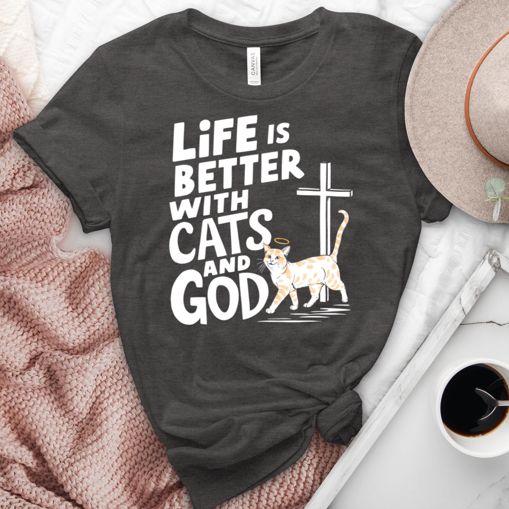 Life Is Better With Cats Heathered Tee