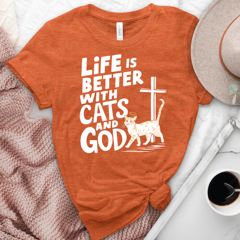 Life Is Better With Cats Heathered Tee