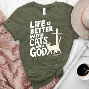 Life Is Better With Cats Heathered Tee