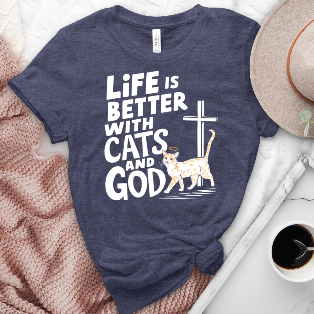 Life Is Better With Cats Heathered Tee