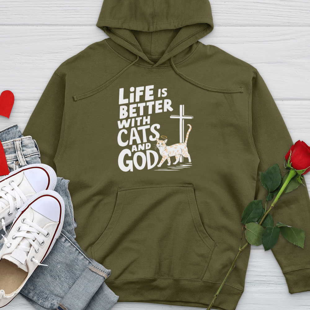 Life Is Better With Cats Midweight Hooded Sweatshirt