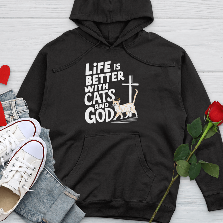 Life Is Better With Cats Midweight Hooded Sweatshirt