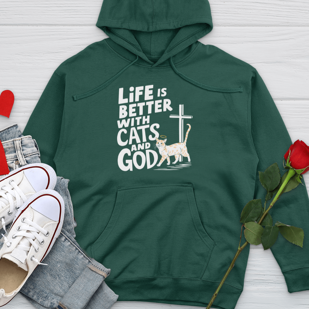 Life Is Better With Cats Midweight Hooded Sweatshirt