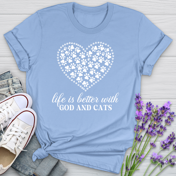 Life Is Better With God And Cats Softstyle Tee