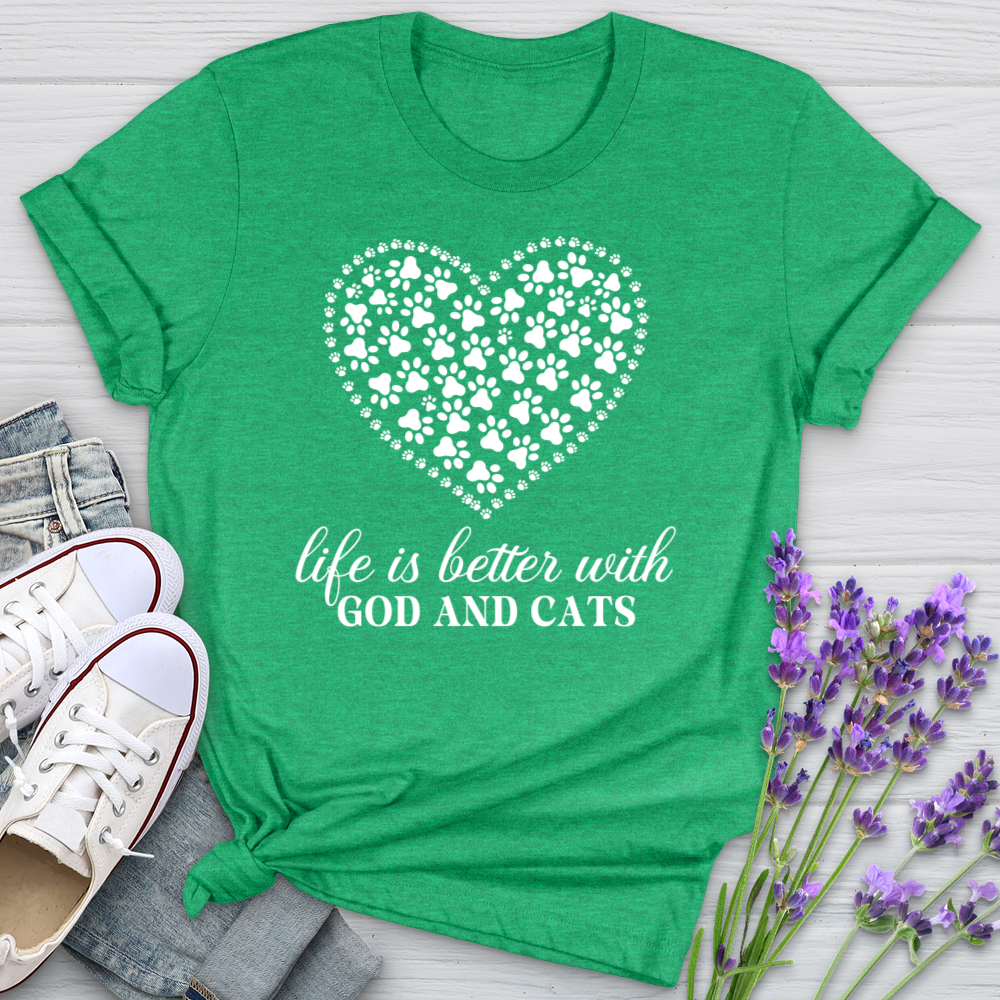 Life Is Better With God And Cats Softstyle Tee