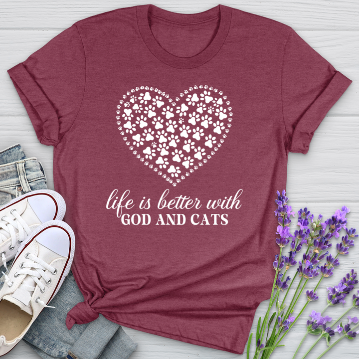 Life Is Better With God And Cats Softstyle Tee