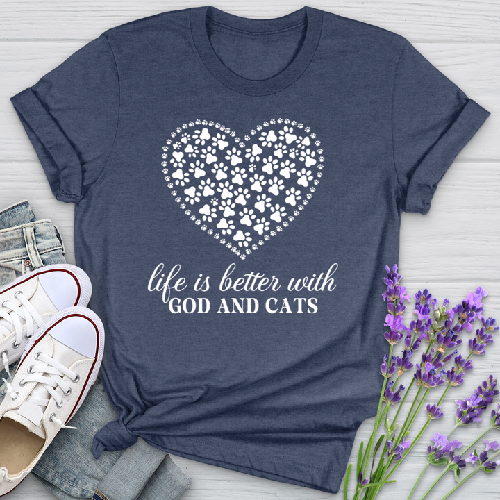 Life Is Better With God And Cats Softstyle Tee