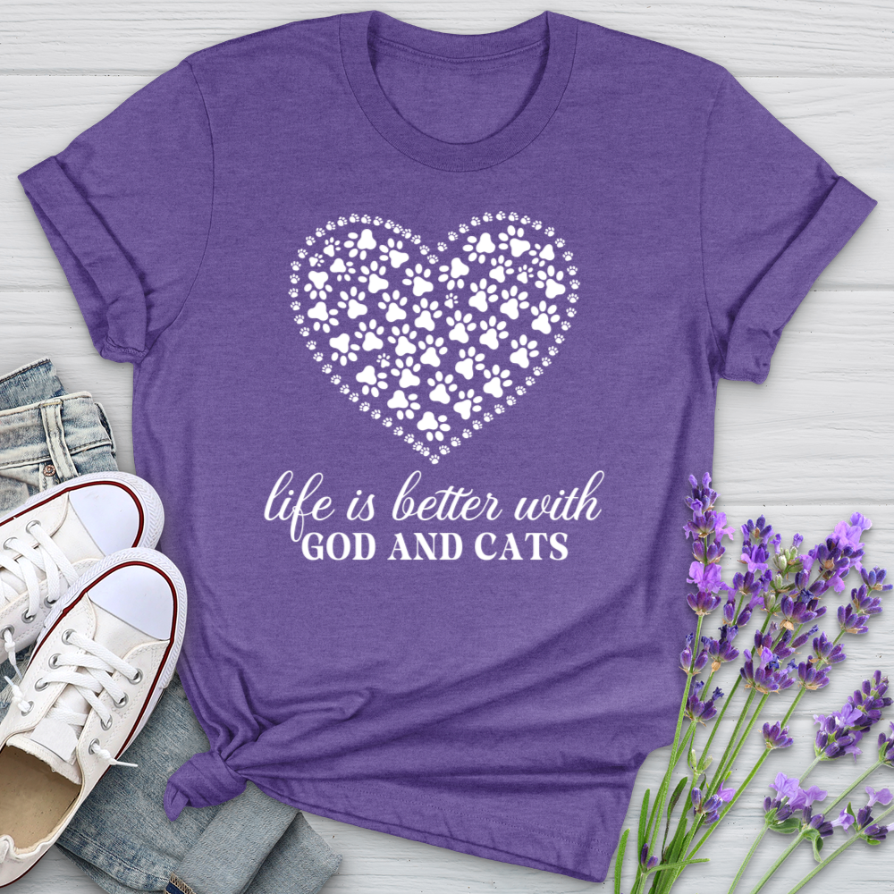 Life Is Better With God And Cats Softstyle Tee