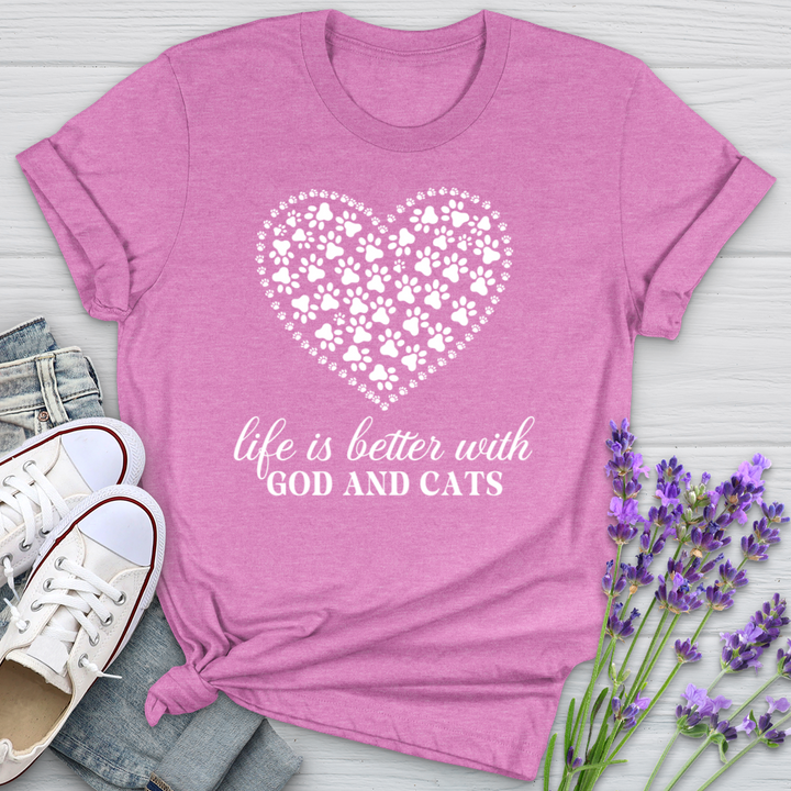 Life Is Better With God And Cats Softstyle Tee