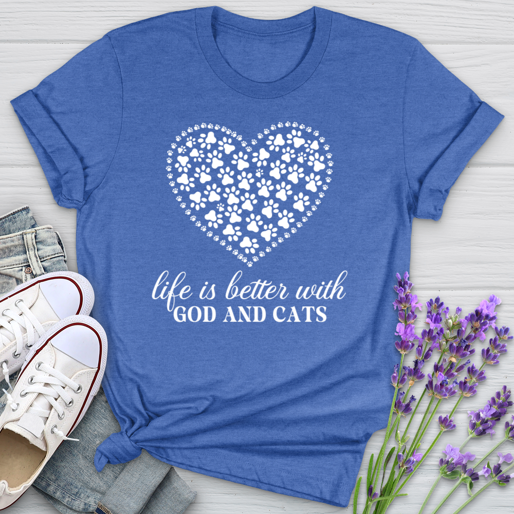 Life Is Better With God And Cats Softstyle Tee