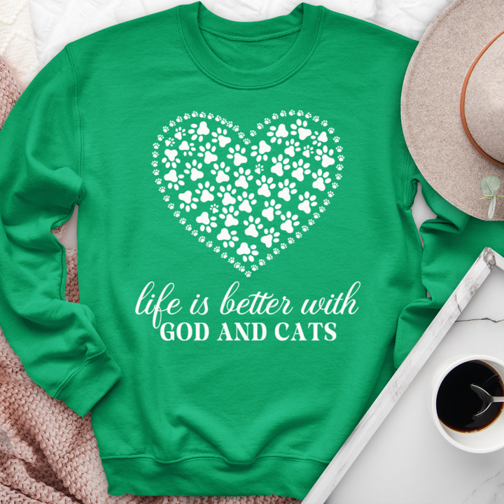 Life Is Better With God & Cats Crewneck