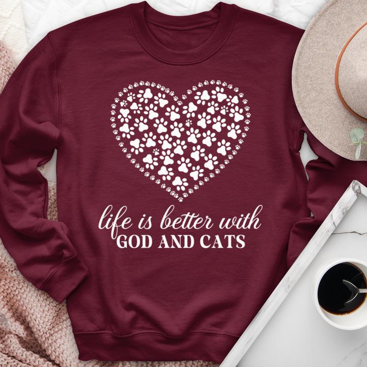 Life Is Better With God & Cats Crewneck