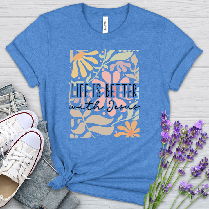 Life Is Better With Jesus Heathered Tee