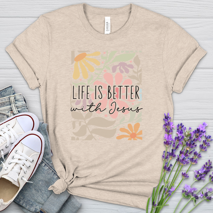 Life Is Better With Jesus Heathered Tee