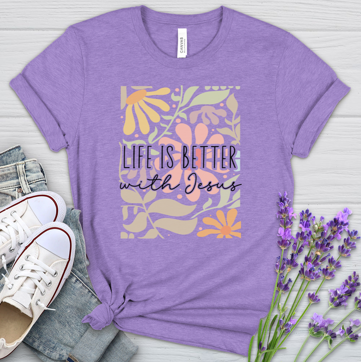 Life Is Better With Jesus Heathered Tee