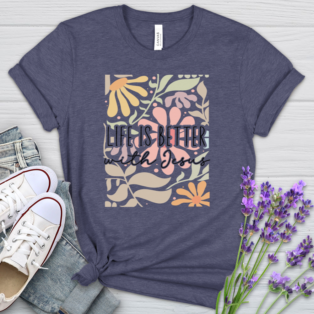 Life Is Better With Jesus Heathered Tee