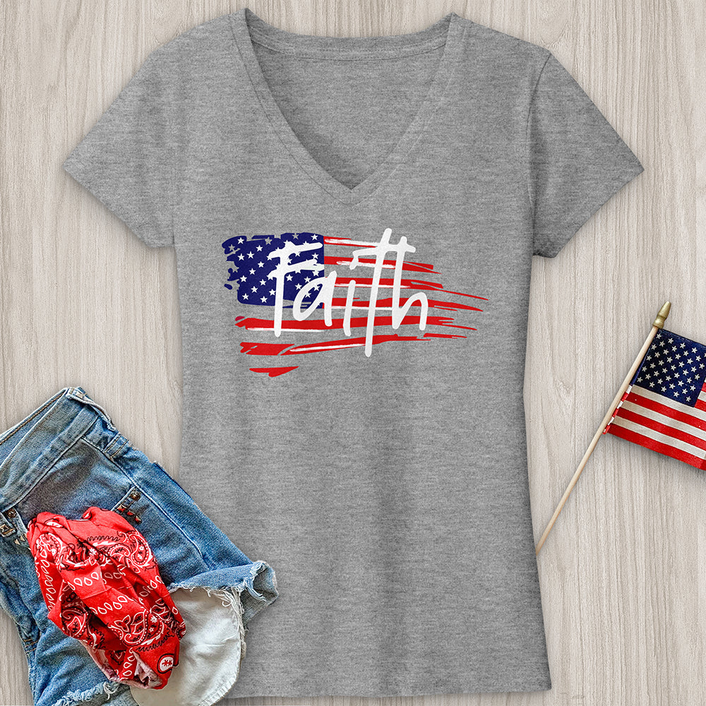 Faith Flag V-Neck Tee