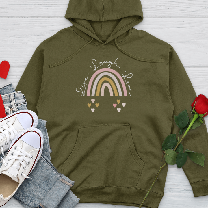 Live Laugh Love Rainbow Midweight Hooded Sweatshirt