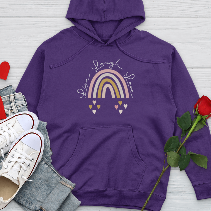 Live Laugh Love Rainbow Midweight Hooded Sweatshirt