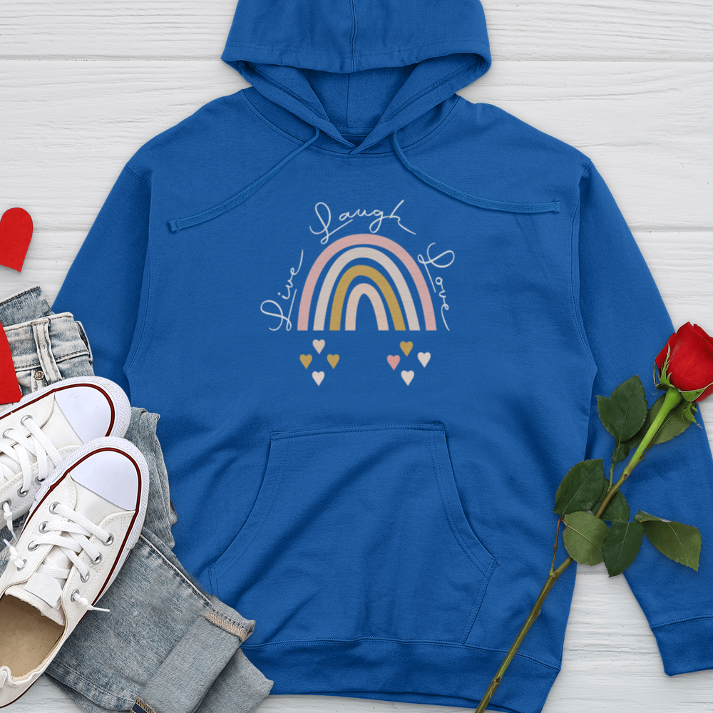 Live Laugh Love Rainbow Midweight Hooded Sweatshirt