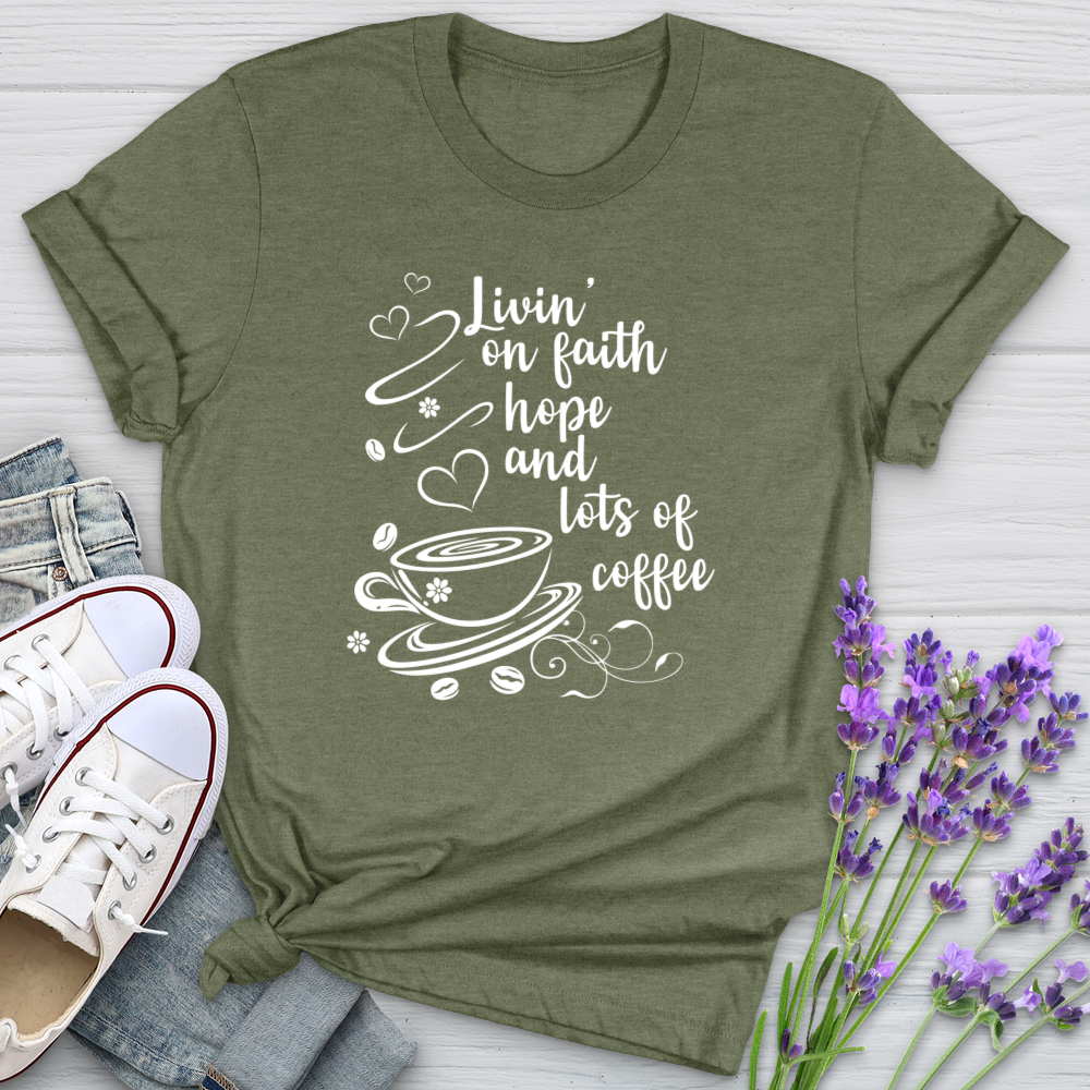 Livin On Faith & Coffee Softstyle Tee