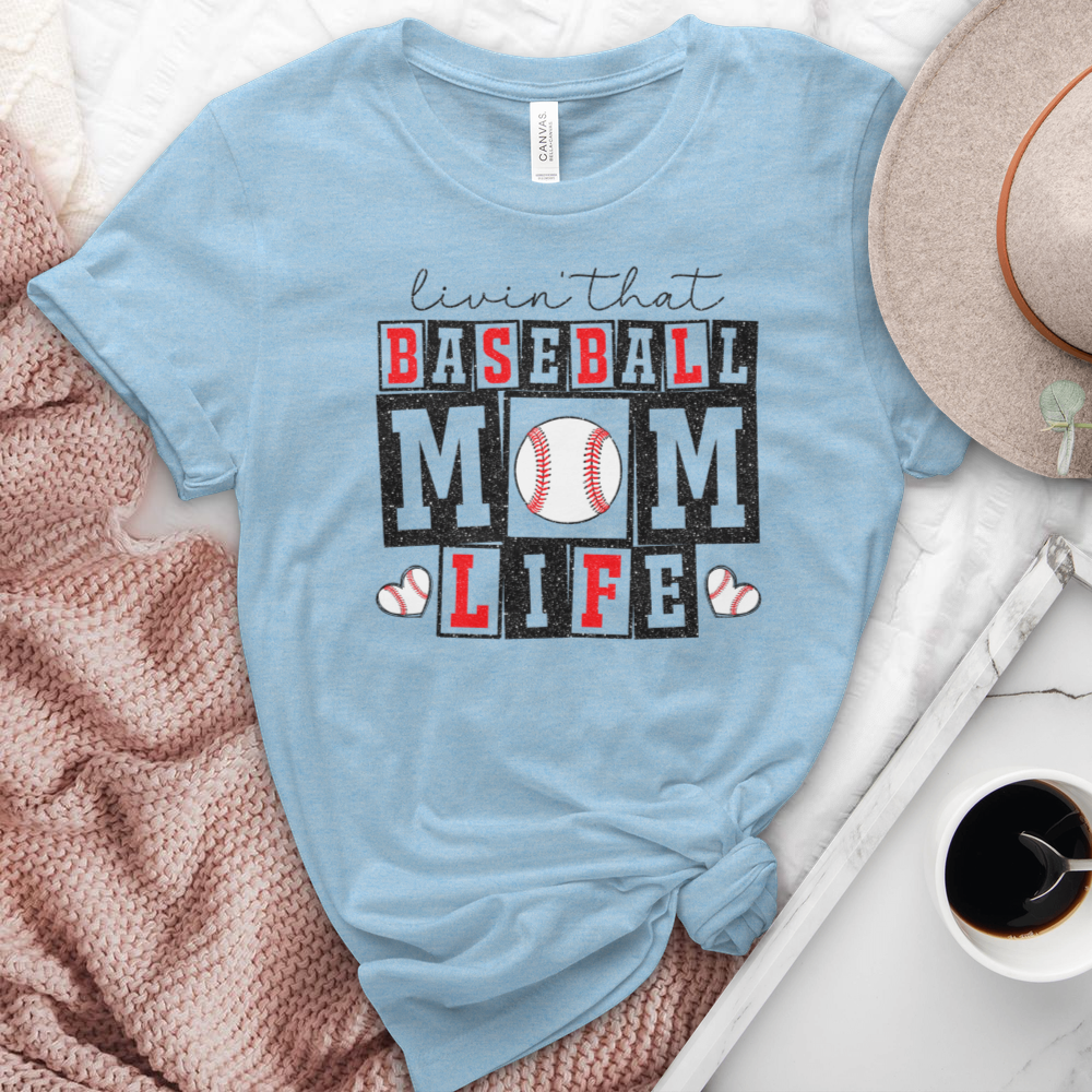 Livin That Baseball Mom Life Heathered Tee