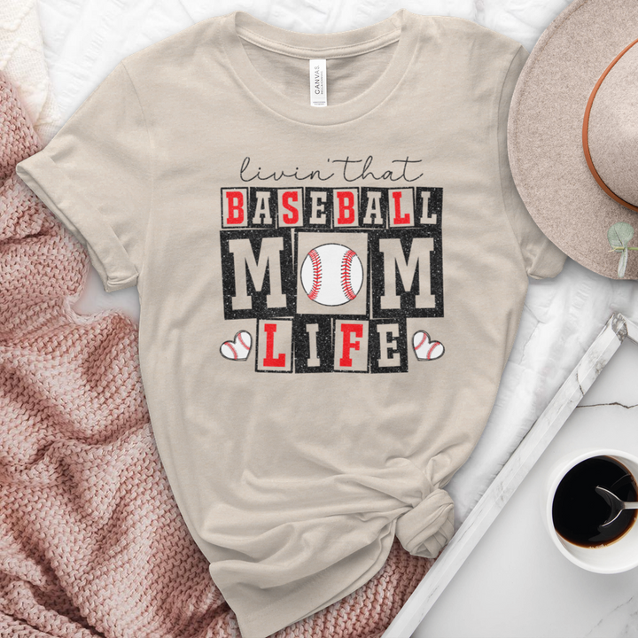 Livin That Baseball Mom Life Heathered Tee