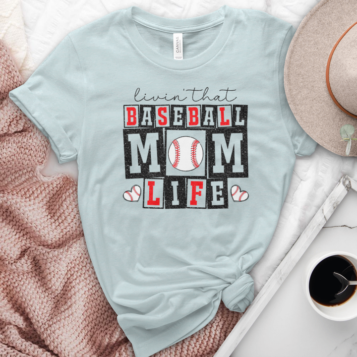 Livin That Baseball Mom Life Heathered Tee